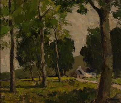 WOODLAND AND COTTAGE by Richard Wasson  at Dolan's Art Auction House