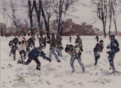SNOWBALL FIGHT by Kenny Hayes  at Dolan's Art Auction House