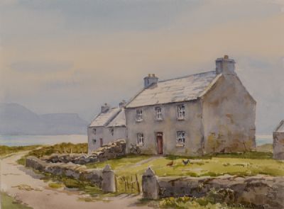 ACHILL ON A SUNNY DAY, OLD HOUSE AT KEEL by Robert Egginton  at Dolan's Art Auction House