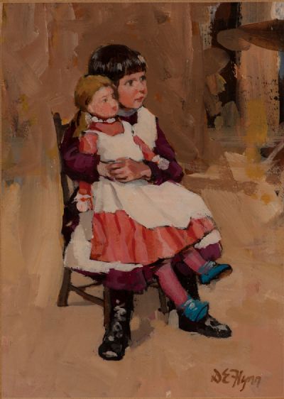 WE TWO . . . BY THE FIRE by Dianne Flynn  at Dolan's Art Auction House