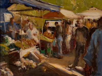 THE FRUIT MARKET by Roger Dellar ROI at Dolan's Art Auction House