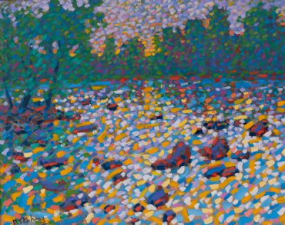 SCATTERED SUNDROPS ON THE RIVER by Paul Stephens  at Dolan's Art Auction House