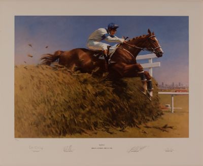 ALDANITI, 1981 AINTREE GRAND NATIONAL WINNER by Peter Curling  at Dolan's Art Auction House
