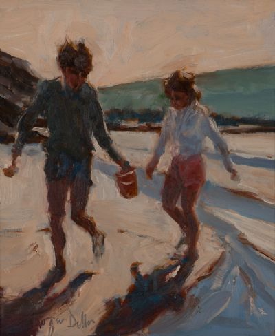 FUN ON THE BEACH by Roger Dellar ROI at Dolan's Art Auction House