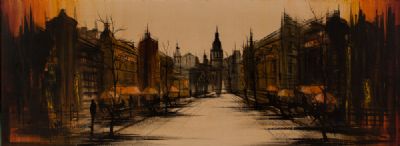 CITY BOULEVARD AT SUNSET by Ronald Norman Folland  at Dolan's Art Auction House