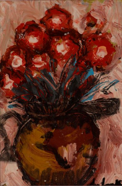 RED FLOWERS by Marie Carroll  at Dolan's Art Auction House