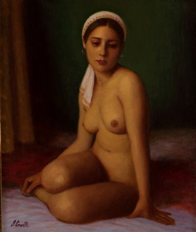 GIRL WITH THE WHITE SCARF by James Cahill  at Dolan's Art Auction House
