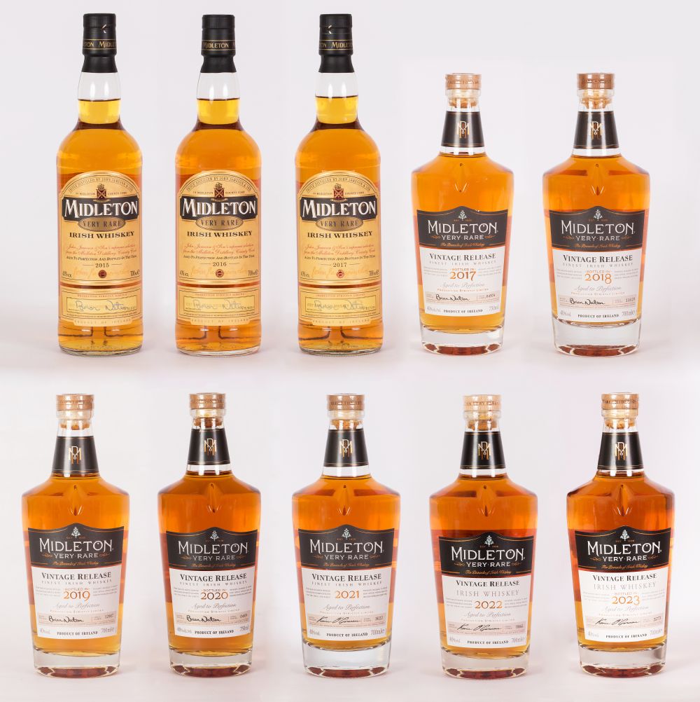 Collection of 10 Midleton Very Rare Irish Whiskeys, 2015 to 2023