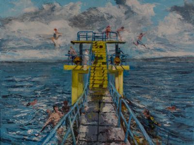 THE DIVING BOARDS, SALTHILL by David Paton  at Dolan's Art Auction House