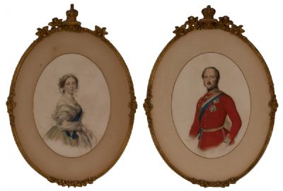 Ornately Framed Victoria & Albert Portraits at Dolan's Art Auction House