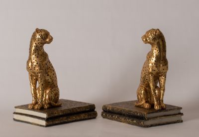 Pair of Seated Cheetahs at Dolan's Art Auction House