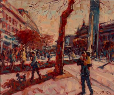 SUMMER SHADOWS ON O'CONNELL STREET, DUBLIN by Norman Teeling  at Dolan's Art Auction House