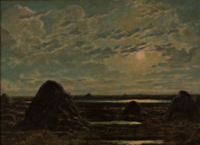 MOON-RISE OVER BOGLAND by Ciaran Clear  at Dolan's Art Auction House