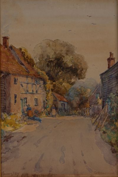VILLAGE WITH FIGURES by George Alexander  at Dolan's Art Auction House