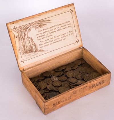 Box of Old Gaming Tokens at Dolan's Art Auction House