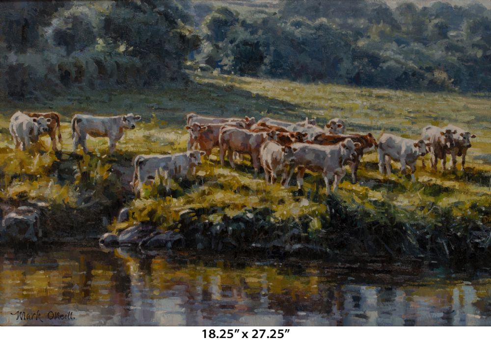 RIVER BANK GRAZING by Mark O'Neill  at Dolan's Art Auction House