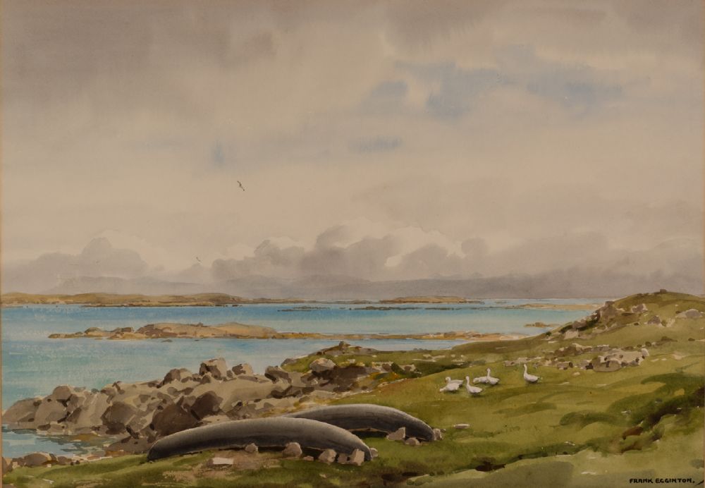 GEESE ON THE SHORE NEAR RENVYLE by Frank Egginton RCA at Dolan's Art Auction House