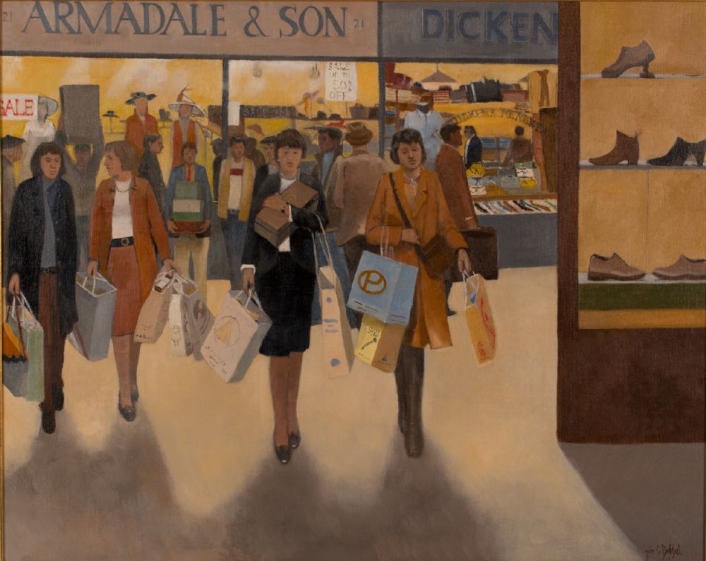 SHOPPERS by John C. Brobbel RBA at Dolan's Art Auction House