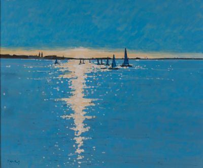 SAILING INTO THE LIGHT, DUN LAOGHAIRE by John Morris  at Dolan's Art Auction House