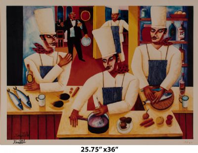 HOT CHEFS IN THE KITCHEN by Graham Knuttel  at Dolan's Art Auction House