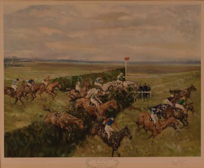 THE GRAND NATIONAL, THE CANAL TURN, 1965 by Michael Lyne  at Dolan's Art Auction House