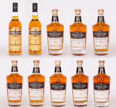 Collection of 10 Midleton Very Rare Irish Whiskeys, 2016 to 2024 at Dolan's Art Auction House
