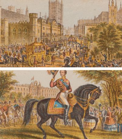 Royal Processions, Pair of Miniature Prints at Dolan's Art Auction House