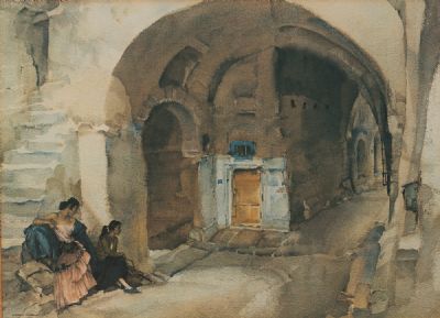 Spanish Women in an Urban Streetscape by Sir William Russell Flint RA at Dolan's Art Auction House