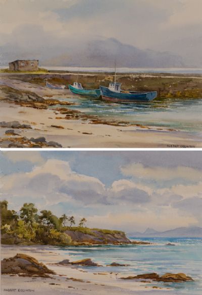 PURTEEN HARBOUR, ACHILL & OLD HEAD BEACH, LOUISBURGH, CO MAYO by Robert Egginton  at Dolan's Art Auction House
