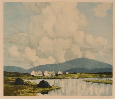 CONNEMARA COTTAGES by Paul Henry RHA at Dolan's Art Auction House