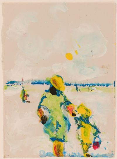 MOTHER & CHILD ON THE BEACH by Marie Carroll  at Dolan's Art Auction House